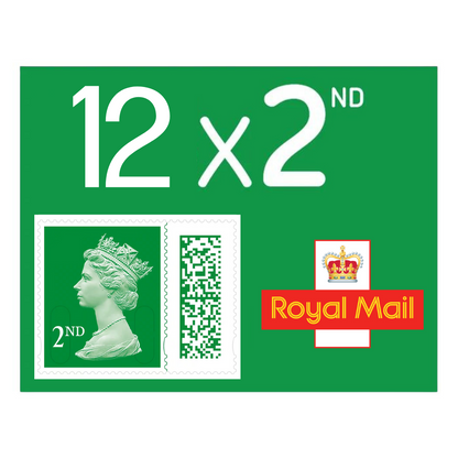 12 x 2nd Second Class Royal Mail Postage Stamps Holly Green New Barcoded